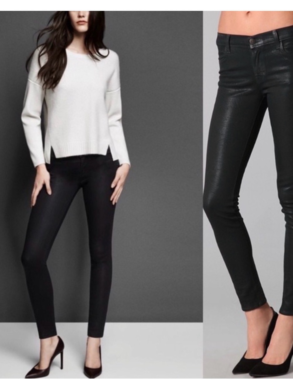 J Brand Black Coated Skinny Jeans - Sleek Low-Rise Look NWT